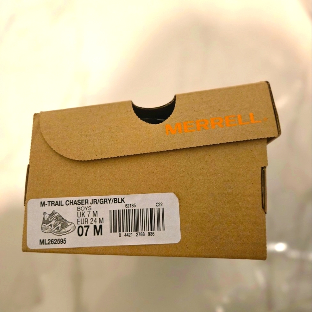 NIB Merrell M-Trail Chaser Junior Gray Black Shoes In Size 7